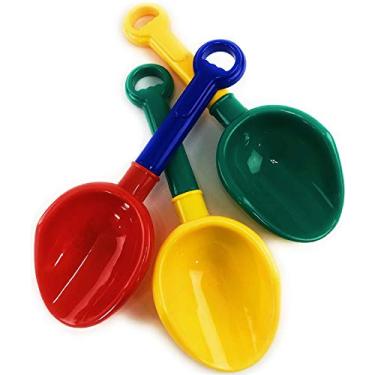 Imagem de Matty's Toy Stop 10,5" Pás De Areia Multicoloridas Plástico Para Crianças E Praia (Vermelho/Azul, Amarelo/Verde/Amarelo) Conjunto Completo Presente - Pacote Com 3