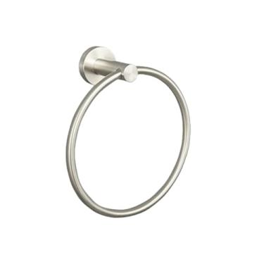 Imagem de Acessórios para banheiro em aço inoxidável escovado, porta-toalhas de parede, suporte para papel higiênico, gancho para roupão, porta-copos, suporte para escova de vaso sanitário (anel para toalhas B)