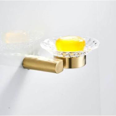 Imagem de Conjunto de toalheiro e suporte de papel higiênico em aço inoxidável 304 dourado escovado - ferragens para banheiro, saboneteira