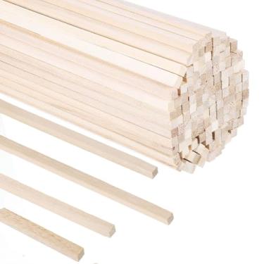 Imagem de WSICSE 140 Peças De Palitos Madeira Balsa 1/4" X 12", Hastes Quadradas, Tiras Inacabadas, Para Artesanato, Projetos Diy, Modelagem