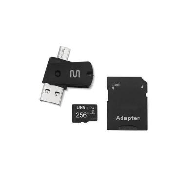 Imagem de Cartão de Memória C10 256GB Multilaser Adpatador Dual Drive MC154