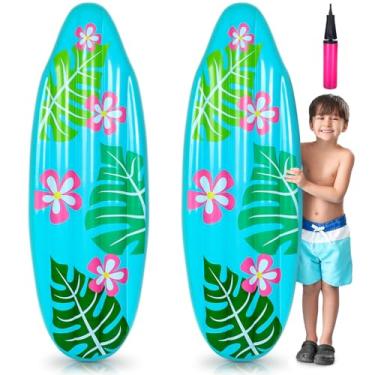 Imagem de 2 peças de prancha de surfe inflável Luau de 152 cm para praia, prancha de surfe, decoração de luau, tropical, inflável, para piscina, surfe, tema havaiano, festa de verão e mar