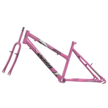 Imagem de Quadro Aro 24 Ultra Bikes em Aço Carbono com Garfo Feminina, Rosa bebe