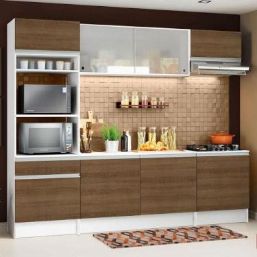 Imagem de Armário de Cozinha Topazio com Balcão e Tampo Branco Rustic - MADESA