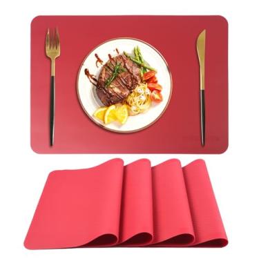 Imagem de Conjunto de 4 tapetes de mesa de silicone, resistentes ao calor, antiderrapante, tapete de comida para crianças, lavável, fácil de limpar, tapetes de mesa para cozinha doméstica e mesa de restaurante
