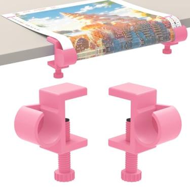 Imagem de GFYYBKJ Conjunto de grampos de mesa de pintura de diamante, suporte de rolo de lona de pintura de diamante, kits de arte diamante e acessórios de artesanato para adultos, presente para pintores de