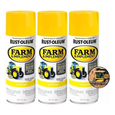 Imagem de Kit 3 Spray Tinta Veículo Agrícola Rust Oleum 340g Antiferrugem Amarel