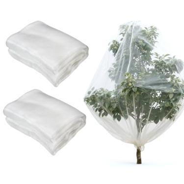 Imagem de Patty Both Rede de jardim para canteiros elevados, 2 peças, 177 x 177 cm, cobertura branca para plantas de PE com cordão, zíper, malha pequena, leve, à prova de insetos, pássaros, vegetais, frutas e