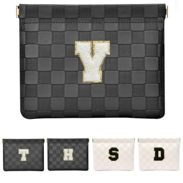 Imagem de HIGH FIT Bolsa de cosméticos de couro para bolsa, bolsa de maquiagem inicial organizador de acessórios cosméticos para batom, Preto, Y