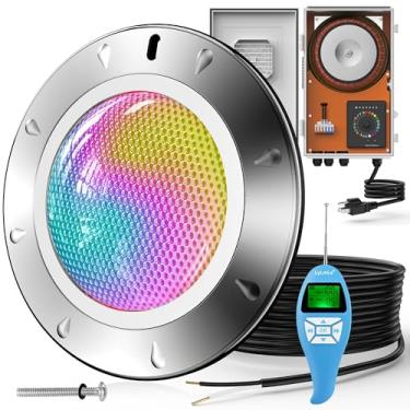 Imagem de LyLmLe Luminária De Piscina Para Piscinas Enterradas, Led Rgbw 65 W E 12 V Multicolorido Com Transformador Controlador, Aço Inoxidável 316, 14 Luzes Coloridas Exibição Subaquática, Nicho 25 Cm, Cabo