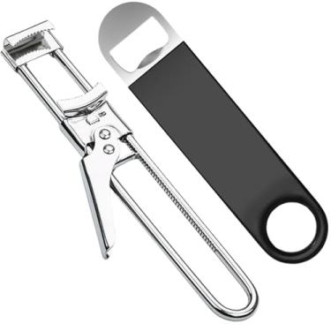 Imagem de Abridor de pote ajustável para mãos fracas, abridor de latas de aço inoxidável e abridor de garrafa de cerveja, abridores de jarra classificados para idosos, removedor de tampa de fácil aderência para