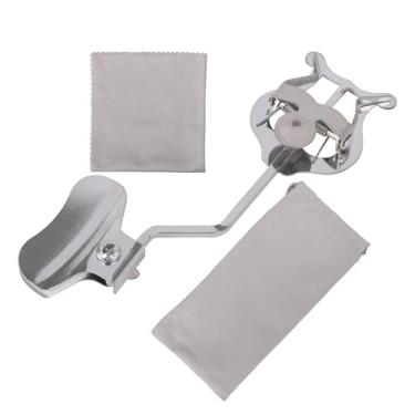 Imagem de Bstinay Suporte para instrumentos musicais prata com clipe de partitura para trompete marchando