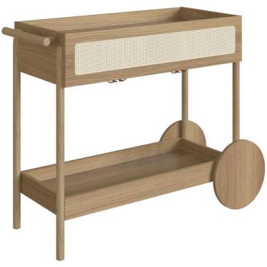 Imagem de Carrinho Bar Com Porta Taças Pés Madeira Moss A03 Hanover Roble - Lyam