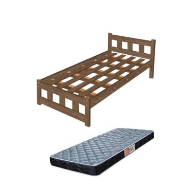 Imagem de Cama Solteiro Pop Moderna Com Estrado em Madeira Maciça + Colchão (Mocaccino)