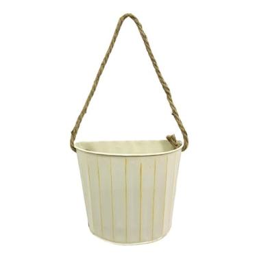 Imagem de Whtkoph Vaso de Flores de Ferro Suspenso, Balde de Metal para Quintal, Cerca, Decoração de Casa