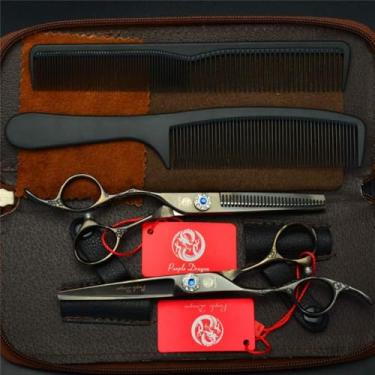 Imagem de Conjunto De Tesouras De Cabeleireiro Hd Esquerdo, 5.5/6.0 Ih Aço Inoxidável 440c Ferramentas De Tesoura De Barbeiro Profissional, Para Salão De Cabeleireiro Esquerdo/casa/barbeiro, 6.0 inch