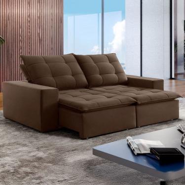 Imagem de Sofá 4 Lugares Paris Retrátil e Reclinável Super Pilow Veludo/Marrom - Celflex