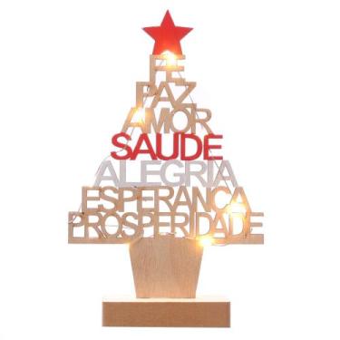 Imagem de Arvore De Madeira De Desejos Com Luz 18cm Enfeite De Natal - zein