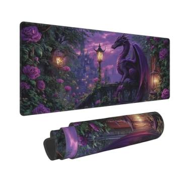 Imagem de Dragon Mouse Pad grande estendido para jogos XL bordas costuradas para gamer home office 80 x 29 cm