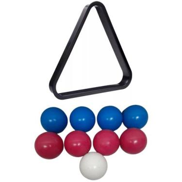 Imagem de Bola Jogo Sinuca 9 Bolas Sinuca 4x4x1AzulXVermelho+Triângulo - BM Bilh