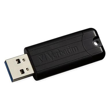 Imagem de Pendrive USB 2.0 retrátil Verbatim PinStripe, 128 GB, preto