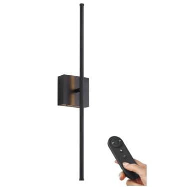 Imagem de KNYELYNS Arandela de parede operada por bateria 71 cm, arandela de parede recarregável sem fio com controle remoto, lâmpada de parede sem fio com rotação de 350° regulável, luz interna para sala de