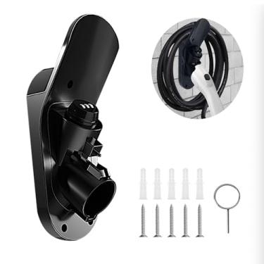 Imagem de Maizengauto Atualizado para bocal de carregador com trava de senha antifurto - Base de montagem segura na parede para suporte de cabo de carregamento de veículos elétricos, preta
