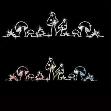 Imagem de Adesivo autoadesivo para amantes de plantas de flor de cogumelo cintilante PVC arco-íris brilhante para carros, laptops, caminhões, motocicletas, parede, janela, bagagem, capa de arranhão, porta