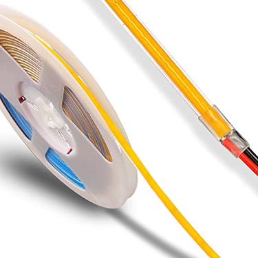 Imagem de weisuan-Tuodi CC 12 V/24 V 5 mm fina PCB premium alto brilho COB fita LED flexível chips de alta densidade CRI 90+ UHB luz branca natural quente 5M (luz quente 3000K, CC 12V)