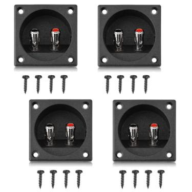 Imagem de 4 peças caixa de alto-falante de 5,5 cm conectores terminais adaptadores prata, caixa de subwoofer borne de encadernação conector com mola de pressão