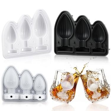 Imagem de Hoolerry Formas de cubos de gelo, formas divertidas, máquina de bola de gelo de silicone com tampa para coquetéis de uísque, suco, bebidas, acessórios de artesanato, presentes (preto, clássico)