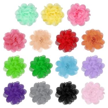 Imagem de YELARXI Flores de chiffon, apliques de tecido de costura, apliques de flores de chiffon - adequado para (mulheres/artesanato faça você mesmo/tiaras/acessório de cabelo/casamento/festa/corsage) 10 cm e