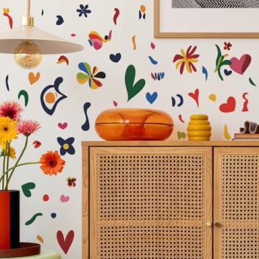 Imagem de Adesivos de parede com pintura criativa coração amor padrão quarto sala de estar casa parede fundo embelezamento adesivos de parede decorativos