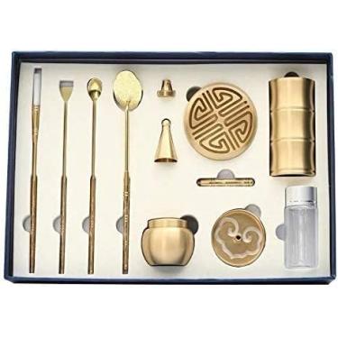 Imagem de Conjunto De Ferramentas De Incenso De Latão Com 11 Pçs/set, Molde De Cone De Queimador De Incenso Feito à Mão Kit Completo De Confecção, Acessório De Fragrância Para Casa Para Meditação De