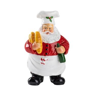 Imagem de Ioensy Estátua de Papai Noel do Chef, decoração de Natal, centro de mesa de resina, enfeite de mesa para cozinha, estante, festa, quarto, Segurando Pão