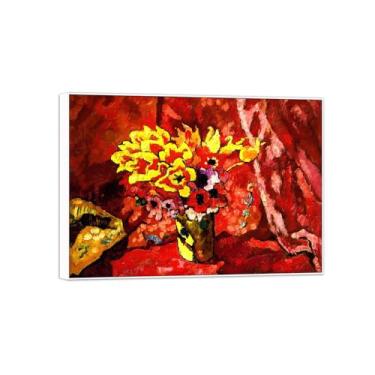 Imagem de BMZFYBS Quadro branco impressão em tela flor arte de parede pintura famosa reprodução - imagens para sala de estar - buquê de flores 14 - pôster de decoração de parede 50 x 70 cm 20 x 27 pol