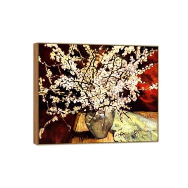 Imagem de BMZFYBS Quadro de madeira impressão em tela flor arte de parede famosa reprodução de pintura - imagens para sala de estar - ramos de maçã - pôster de decoração de parede 20 x 25 cm 8 x 10 pol