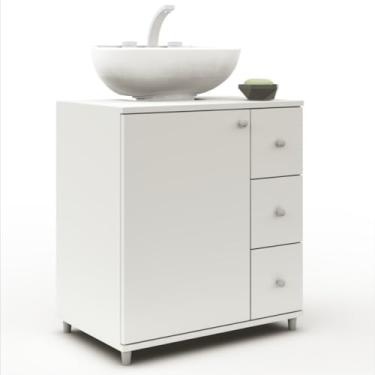 Imagem de Armário Banheiro Branco 1 Porta 3 Gavetas Dover