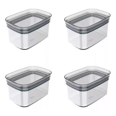 Imagem de Kit 04 Pote Organizador Hermetico Block Retangular - 0,65L