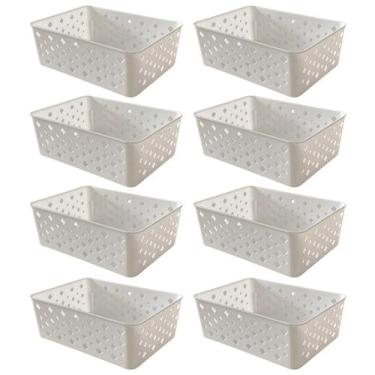 Imagem de Kit 8 Cestos Multiuso Organizador Empilhável Gaveta 19x14x6 - Trioplas