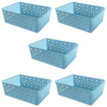 Imagem de Kit 5 Cestos Multiuso Organizador Empilhável Gaveta 19x14x6 - Trioplas