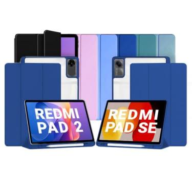 Imagem de Capa Smart Case para Xiaomi Redmi Pad SE 11'' - Traseira em Acrílico, Magnética, Sleep/Wake, Suporte para Caneta e Suporte (Azul-marinho, Apenas Capa)