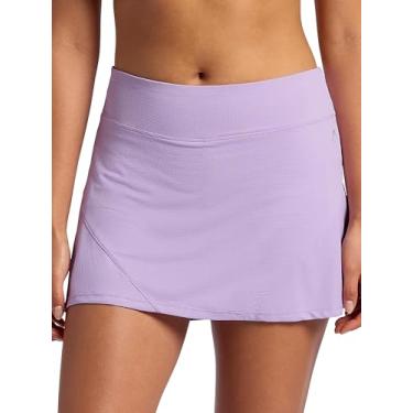 Imagem de Head Short feminino de malha rodada, ajuste relaxado, costura interna de 33 cm, shorts de compressão embutidos com bolsos, Lavênula, M