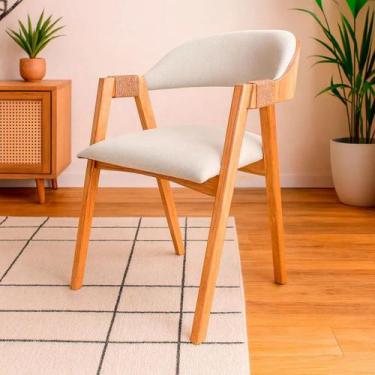 Imagem de Cadeira de Jantar Aurora Encosto Madeira Curva Mel Braço com Corda Sog