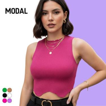 Imagem de Cropped Tricot Modal V na Barriga - Vitrine Collection, Lilás escuro, 