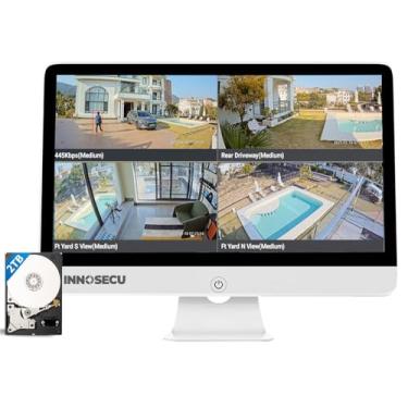 Imagem de INNOSECU Combo LCD NVR PoE de 8 canais, gravador de vídeo de vigilância 4K, monitor embutido de 15,6 polegadas, funciona com câmeras IP de 8MP/5MP/4MP, 1-SATA, HDD pré-instalado de 2 TB, uma câmera