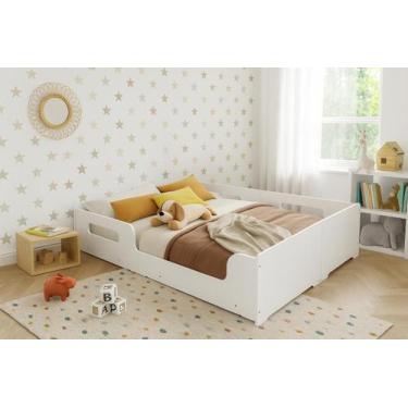Imagem de Cama Montessoriana Infantil Casal Princesa Moderna 100% Mdf - Branco -