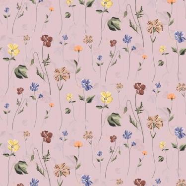 Imagem de VEELIKE Pink Meadows Papel de parede floral encantador para quarto de meninas, quarto de bebê, papel de parede removível, pré-colado, papel de parede rosa para gavetas de armários