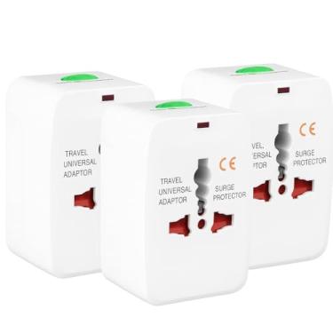 Imagem de Kit 3 Adaptadores Universais de Tomada – Compatível com Mais de 150 Países, Bivolt, Portátil e Seguro para Viagens