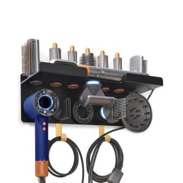 Imagem de Suporte de parede compatível com secador de cabelo Dyson Supersônico Nural Airwrap Hair Styler, suporte 2 em 1 atualizado para secador de cabelo Dyson para 5 acessórios Chorten Nyima